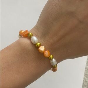 Elegant Orange and Gold Beaded Bracelet